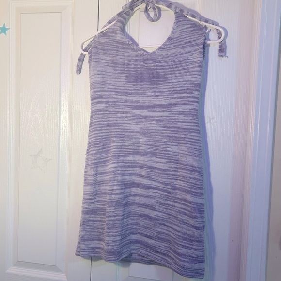 Purple Lilac Bodycon Halter Knit Dress - Picture 3 of 7